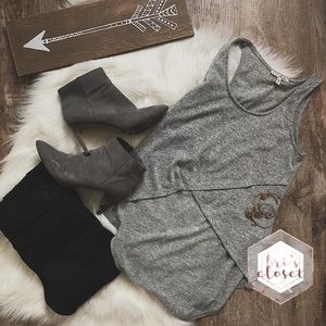 Express Gray Marled High Low Tank